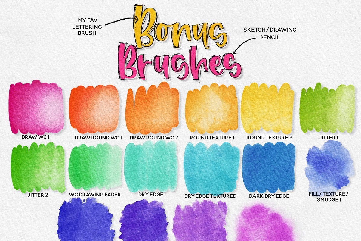 30+Procreate高级水彩手写笔刷